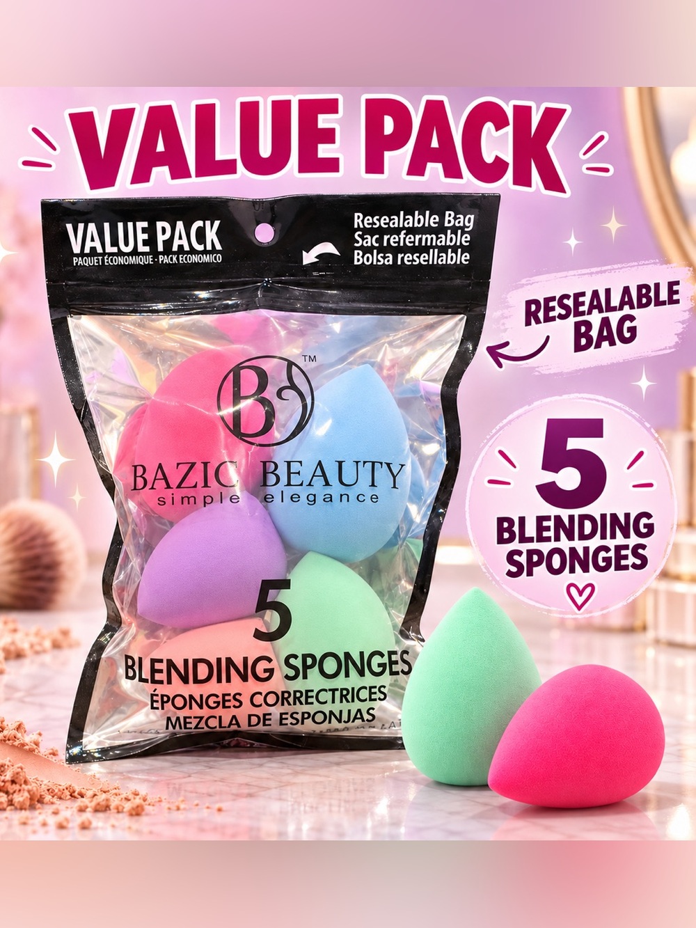 Value Pack 5-Pack Blending Sponges - Multicolor